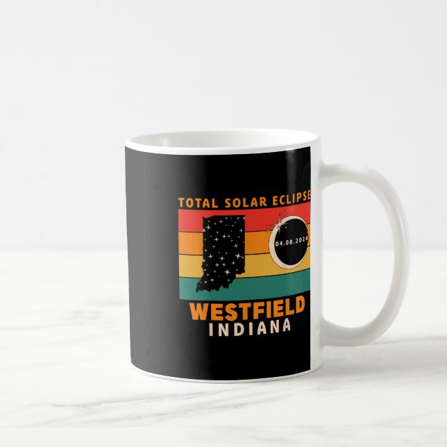 Vintag Westfield Indiana Total Solar Eclipse 2024 Kaffeetasse (Rechts)
