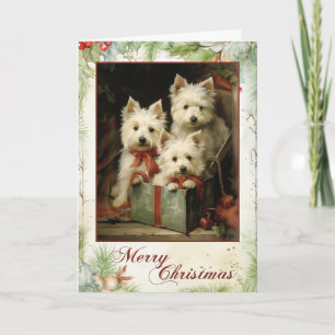 Vintag Westie Christmas Feiertagskarte