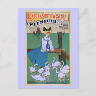 Vintag Weymouth London und SW Railad Postkarte