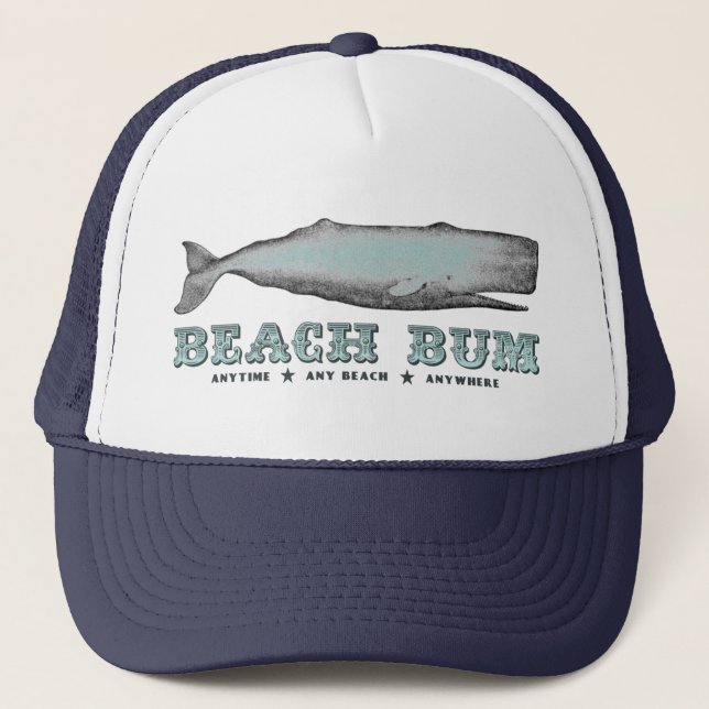 Vintag Whale Beach Bum Hat Truckerkappe (Vorderseite)