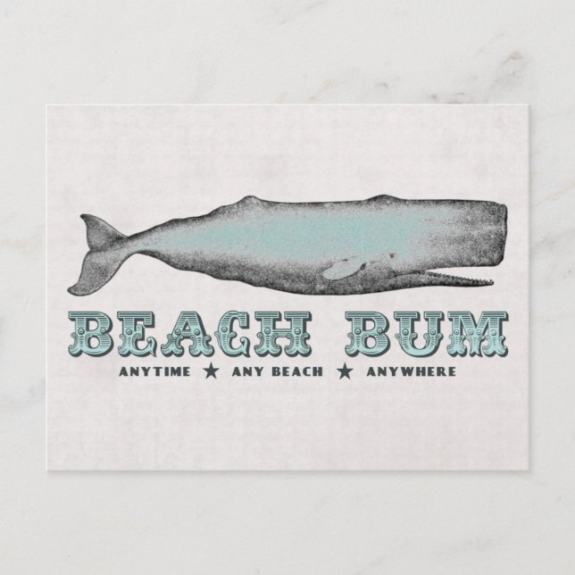 Vintag Whale Beach Bum Postkarte (Vorderseite)