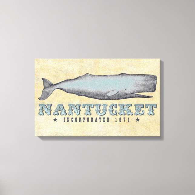 Vintag Whale Nantucket MA Massachusetts Inc 1671 Leinwanddruck (Vorderseite)