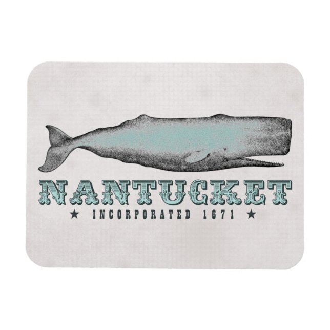 Vintag Whale Nantucket Massachusetts Inc 1671 MA Magnet (Horizontal)