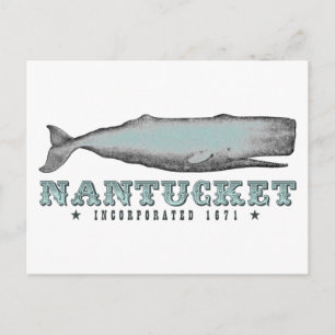 Vintag Whale Nantucket Massachusetts Inc 1671 Postkarte