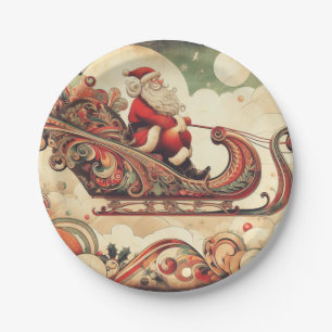 Vintag/whimsistisch/santa/Christmas Pappteller