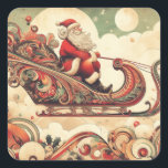 Vintag/whimsistisch/santa/Christmas Quadratischer Aufkleber<br><div class="desc">einzigartig</div>
