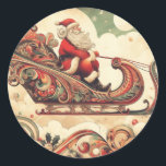 Vintag/whimsistisch/santa/Christmas Runder Aufkleber<br><div class="desc">einzigartig</div>