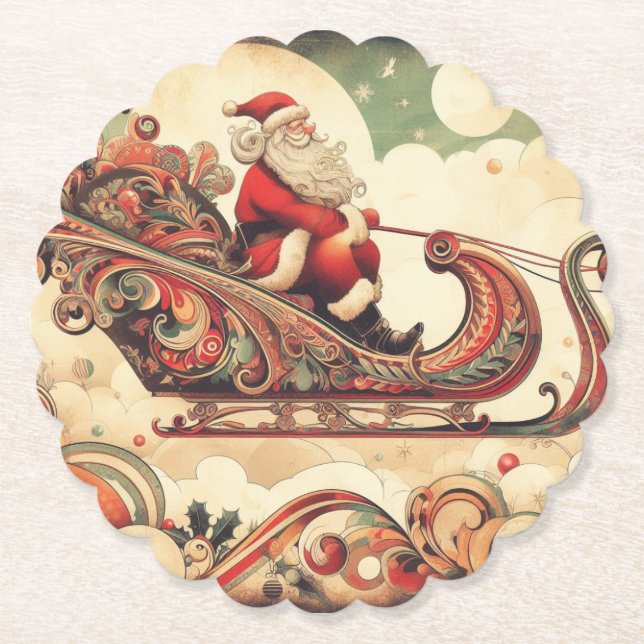 Vintag/whimsistisch/santa/Christmas Untersetzer (Vorderseite)