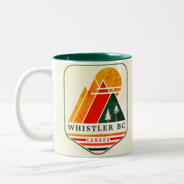 Vintag Whistler Canada Ski Souvenir 1980er Zweifarbige Tasse (Links)