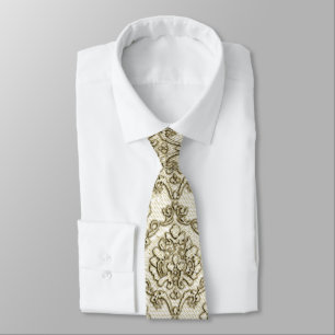 Vintag White Brocade Damask Krawatte