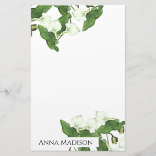 Vintag White Calla Lily Blume Stationery Briefpapier