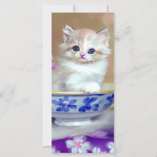 Vintag White Kitten Illustration