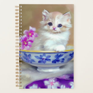 Vintag White Kitten Illustration Planer
