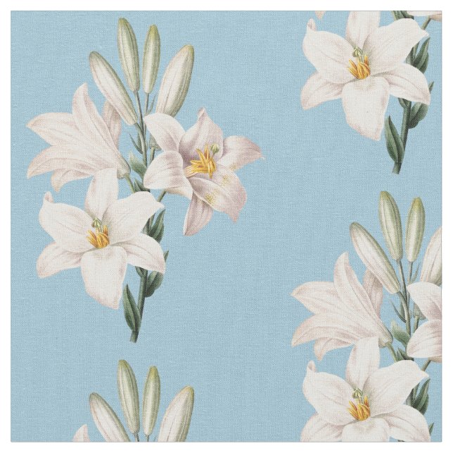 Vintag White Lilies Floral Stoff (Nahaufnahme)