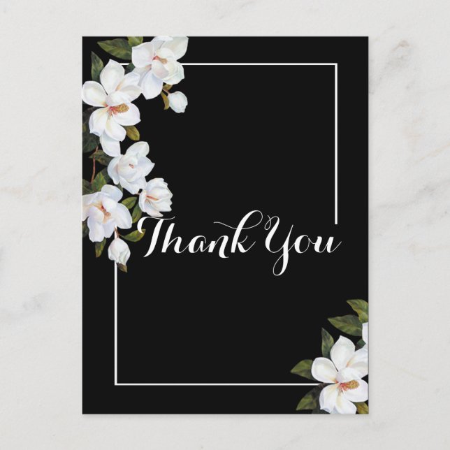 Vintag White Rose Vielen Dank Postkarte (Vorderseite)