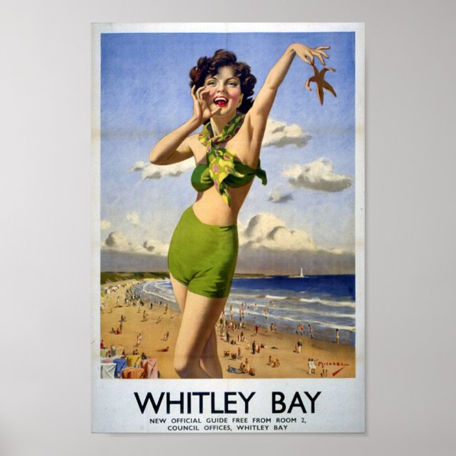Vintag Whitley Bay, England Poster (Vorne)