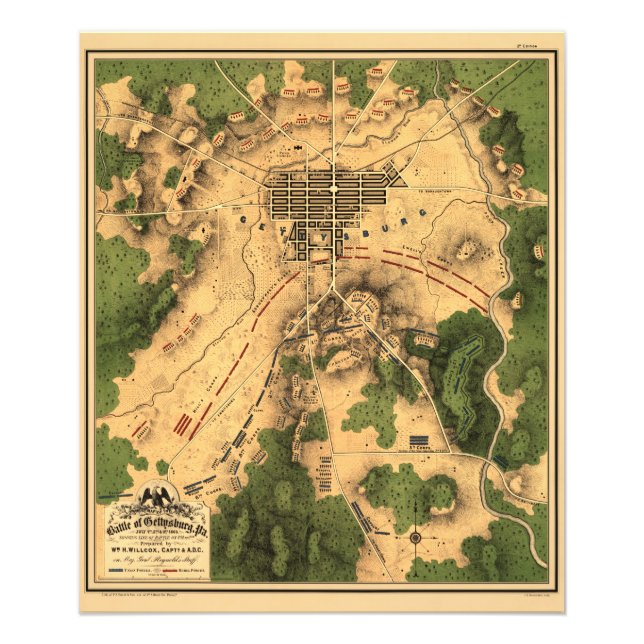 Vintag wiederhergestellte Karte der Schlacht von G Fotodruck (Vorne)