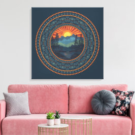 Vintag Wilderness Sunset Dot Mandala Leinwand