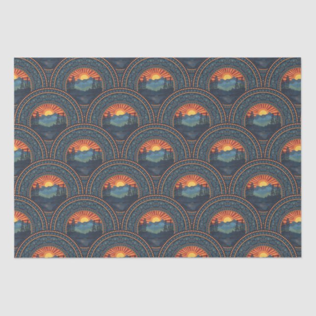 Vintag Wilderness Sunset Mandala Art Deco Seidenpapier (Vorderseite)
