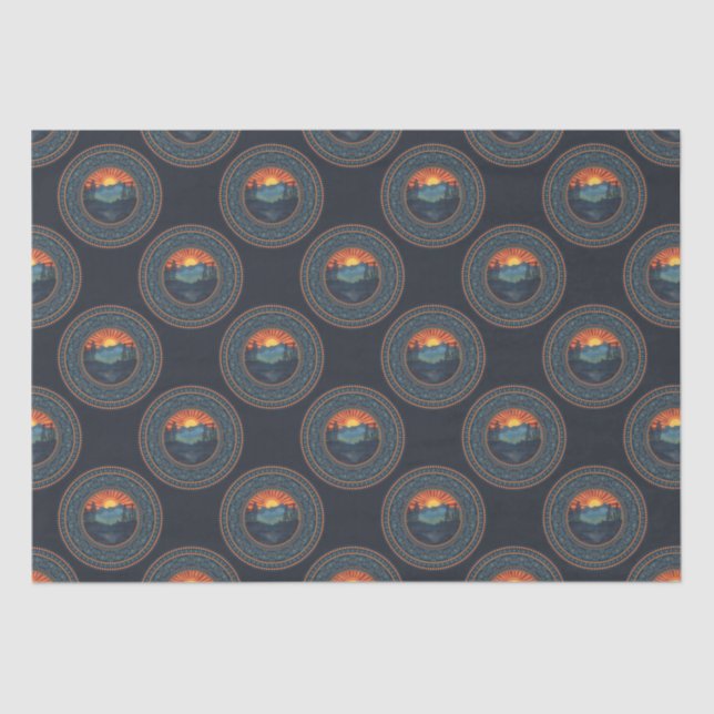 Vintag Wilderness Sunset Polka Dot Mandala Seidenpapier (Vorderseite)