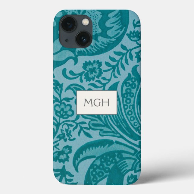 Vintag William Morris Aquamarin Green Botanical Case-Mate iPhone Hülle (Rückseite)