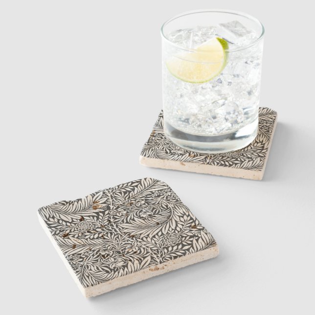 Vintag William Morris Black Larkspur Botanisch Steinuntersetzer (Seitenansicht)