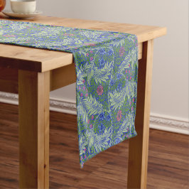 Vintag William Morris Blue Ferns und Blume Kurzer Tischläufer
