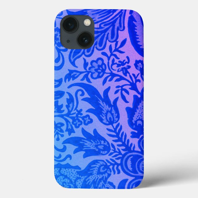 Vintag William Morris Blue Pink Botanical Case-Mate iPhone Hülle (Rückseite)