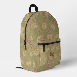 Vintag William Morris Blue Rust Chrysanthemum Bedruckter Rucksack