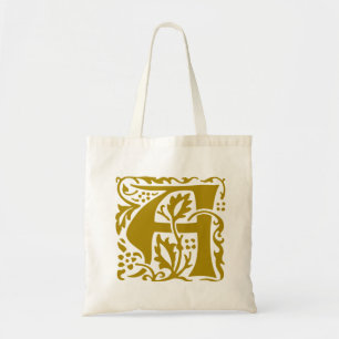 Vintag William Morris Brown Beige Monogram A Tragetasche
