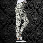 Vintag William Morris Decorative Textile Pattern Leggings<br><div class="desc">Vintage Illustration William Morris dekoratives Tapetenmuster mit einer präraphaeliten Schwarz-Weiß-Naturszene. Viktorianische Blume und Pflanze aus dem Garten in einem raffinierten und eleganten Scrollmuster.</div>