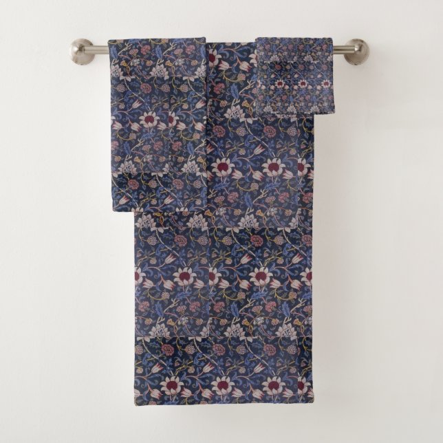 Vintag William Morris Evenlode Pattern Badhandtuch Set (Insitu)