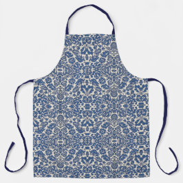 Vintag William Morris floral Pattern Blau Weiß Schürze