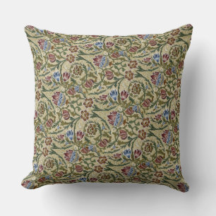 Vintag William Morris Floral Pink Blue Brocade Kissen