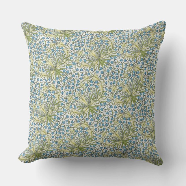 Vintag William Morris Foliage Blume Harebell Kissen (Vorderseite)