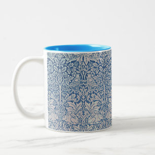 Vintag William Morris Forest Rabbit Bird Foliage Zweifarbige Tasse