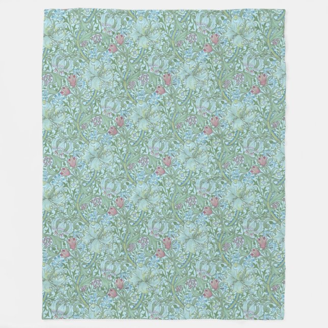 Vintag William Morris Golden Lily Fleecedecke (Vorderseite)