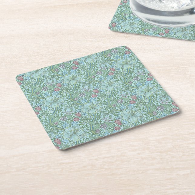 Vintag William Morris Golden Lily Rechteckiger Pappuntersetzer (angewinkelt)