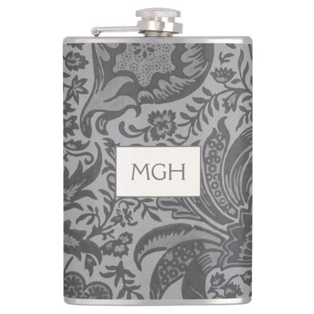 Vintag William Morris Gray Botanischer Flask Flachmann (Vorderseite)