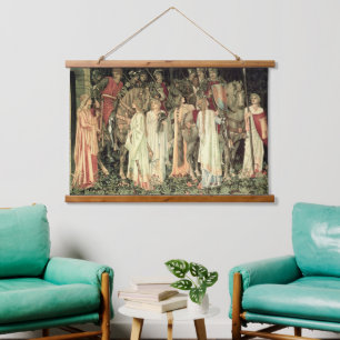 Vintag William Morris Holy Grail Knights Wandteppich Mit Holzrahmen