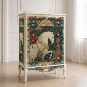 Vintag William Morris Inspiriert Unicorn Floral Seidenpapier
