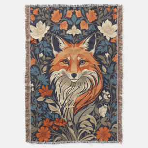 Vintag William Morris Inspirierte Floral Red Fox Decke