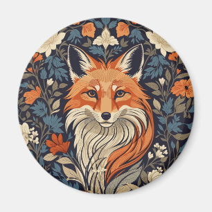 Vintag William Morris Inspirierte Floral Red Fox Magnet