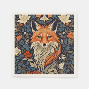 Vintag William Morris Inspirierte Floral Red Fox Serviette