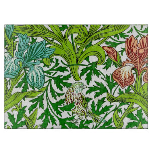 Vintag William Morris Iris Bird Floral Pattern Schneidebrett