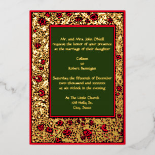 Vintag William Morris Kelmscott Floral Wedding Folieneinladung