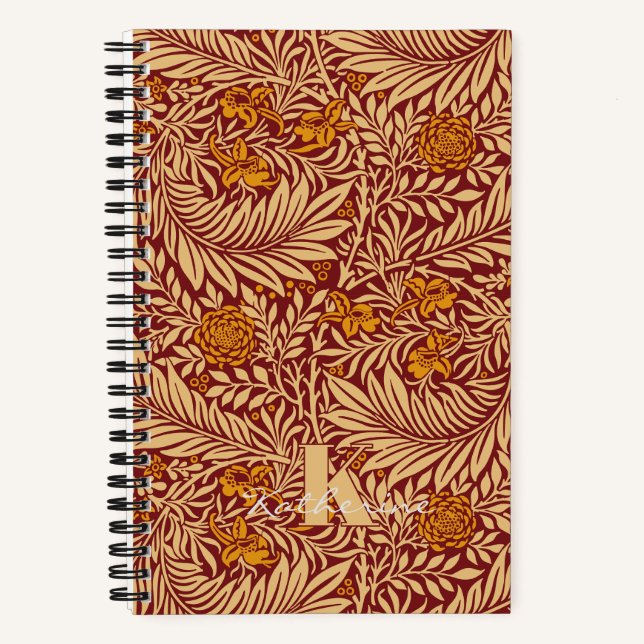 Vintag William Morris Larkspur Pattern Monogram Notizbuch (Vorderseite)