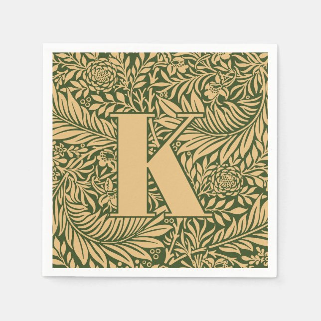 Vintag William Morris Larkspur Pattern Monogram Serviette (Vorderseite)