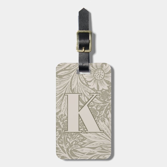 Vintag William Morris Marigold Pattern Gepäckanhänger (Vorderseite vertikal)