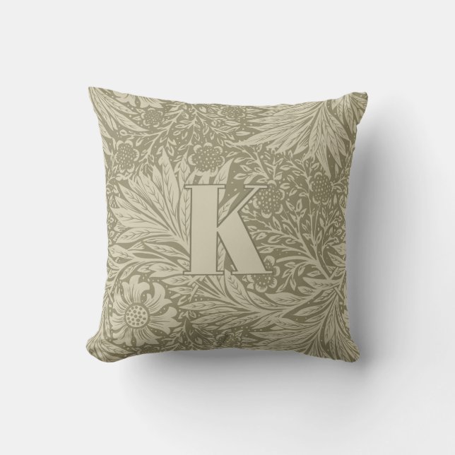 Vintag William Morris Marigold Pattern Monogram Kissen (Vorderseite)